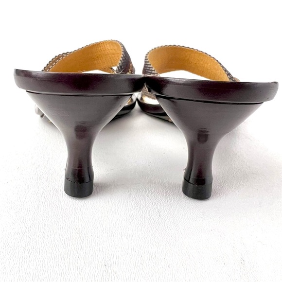 LOUIS VUITTON | Y2K Monogram Paris Logo Ribbon Kitten Heel Sandals Slides 37.5 - Picture 5 of 12